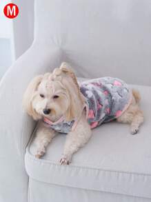 1pc Star & Moon Coral Velvet Basic Vest Jacket With Open Back And Warm Design, Suitable For Small And Medium Pets (cats And Dogs) For Indoor And Outdoor Wear In Autumn And Winter