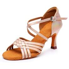 女士專業拉丁舞鞋,室內舞鞋,配pu皮革,徑向粉色,適用於華爾滋舞、國際標準舞、莎莎舞、探戈舞、倫巴舞、恰恰舞、桑巴舞 - 粉色 - 查看 1