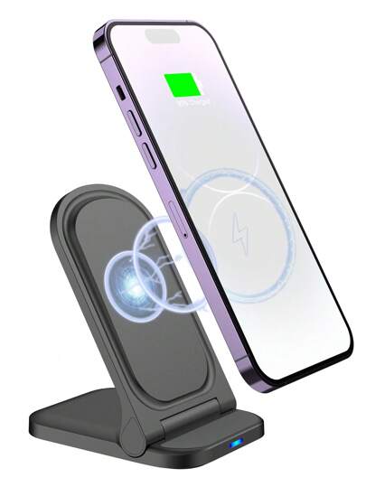 15w Folding Stand Two-In-One Wireless Charging, Suitable For Qi Mobile Phone Charging With Wireless Charging Function, Iphone8/X/11/12/13/14/15 Series Wireless Chargers Suitable For Office, Dorm, And Home Nan
