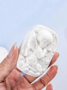 1入組雙孔天使男孩女孩肥皂矽膠模具diy香薰石膏蠟燭手工肥皂矽膠模具自家裝飾工藝品水晶泥矽膠模具手工藝品禮品矽膠模具 - 淡紫色 - 查看 3