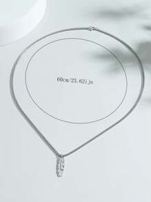 1pc Feather Pendant Necklace For Men - Black - View 6