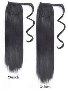 接髮馬尾適合女士,26英寸,34英寸長款直發馬尾發片假馬尾自然柔軟的接髮馬尾