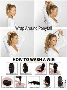 接髮馬尾適合女士,26英寸,34英寸長款直發馬尾發片假馬尾自然柔軟的接髮馬尾