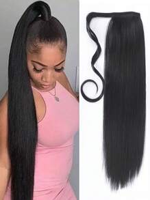 接髮馬尾適合女士,26英寸,34英寸長款直發馬尾發片假馬尾自然柔軟的接髮馬尾