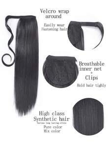 接髮馬尾適合女士,26英寸,34英寸長款直發馬尾發片假馬尾自然柔軟的接髮馬尾