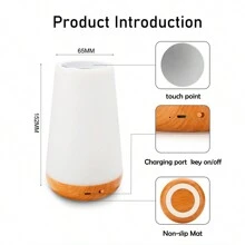 新創意時尚可調節亮度與遙控器led彩色變換夜燈,帶定時器,木紋外觀,可usb充電,長效電池,適用於床頭燈、書桌燈、環境燈,觸控控制 - 彩色 - 查看 8