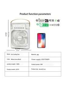 1pc Portable Air Conditioner, Household Small Air Cooler, Portable Air Adjustment For Office, 3 Speed Air Cooling Fan Humidifier, 5pcs Humidified Spray Heads For Home Appliances - Army Green - View 6