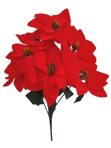 Artificial Poinsettia Bouquets, Poinsettia Bouquet For Christmas Decoration, Velvet Poinsettia, Ideal For Home Decor Or For Christmas Themed Floral Arrangements, 55cm Bouquet Pack Of 3 Or 6