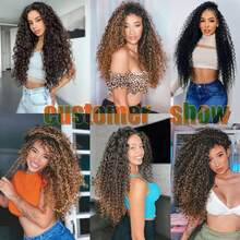 1 包黑色和金色 GoGo 卷曲钩针编织发，18 英寸海滩卷曲水波钩针发深波浪波浪合成辫子卷曲钩针发，适合女性接发 - 彩色 - 查看 7