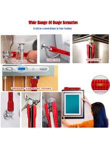 8合1水喉安裝修理工具套裝,適用於水龍頭安裝、修理,浴室和廚房水管維護 - 紅色 - 查看 7