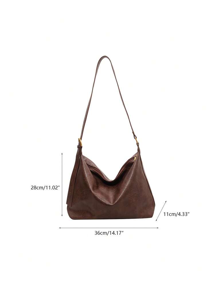 Casual Vintage Solid Color Pu Leather Women's Simple Crossbody Bag, Retro Inspired Vintage Bag For Women