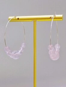 1雙時尚S925純銀自然粉色水晶耳環,合適的適用於女性日常穿著,生日派對,旅行,約會和各種各樣節日