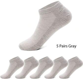 5雙女性素色透氣休閒船襪適合夏天