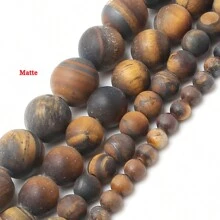 Natural Stone Round Matte Howlite Tiger Eye Turquoise Fashion Loose Spacer Beads for Jewelry Making DIY Bracelets Necklace for Women