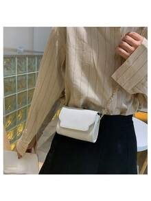 1個小袋子肩背包斜跨包收納包小方包鏈包多功能分類 西式時尚日常使用男女通勤上班上學的時尚包 - 白色 - 查看 10