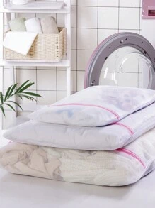 1/3Pcs Large Capacity Laundry Bag, Fine Mesh, Durable Polyester, Garment Wash Bag, Travel Storage Bag, Bra Lingerie Pouch, Anti-Deformation Protection, Perfect For Valentine's Day Gift, New Year Travel Essentials, Home Organization, Washing Machine Companion, Clothing Classification, Portable Storage - White - View 4