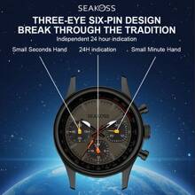 SEAKOSS 40mm 海鸥 1963 计时机械表男士 ST1903 硅胶飞行员时钟超级夜光蓝宝石腕表 - 橘色 - 查看 9