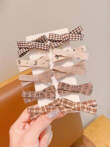 10pcs Simple Crossed Bowknot Hair Clips - Khaki - View 2