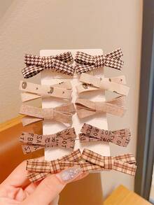 10pcs Simple Crossed Bowknot Hair Clips - Khaki - View 3