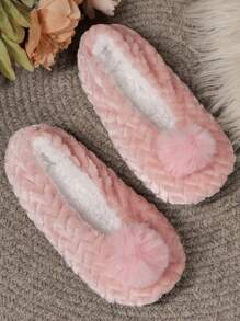 Women's Home Slippers (Random Pattern) Plush House Thermal Slippers Anti-Slip Soft Bottom Quiet Indoor Home Shoes Cute Cartoon Soft Thick Warm Couple Slippers New Year Heel Back Two-Way Thermal Slippers Machine Washable - Pink - View 5
