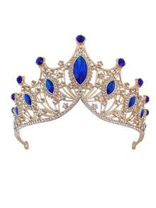 Chicas 1 pieza Diadema en forma de corona de metal con con diamante de imitación embellecimiento - azul real - Ver 3
