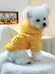 1 件寵物服裝狗和貓衣服四季服裝帶 D 形環和連帽衫,印花加州口袋運動衫 - 黃色