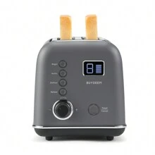 BUYDEEM DT730 Motorized Toaster, 2-Slice Smart Digital Leverless Toaster with LCD Countdown Timer, 9-Shade Settings for Toast, Bagels, Waffles, Muffins - Ink Grey - View 1