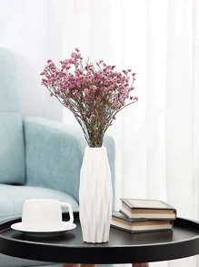 1 件塑料花瓶，大花瓶，可放置鲜花或干花，现代装饰花瓶，适用于客厅、卧室、书房、花店、家居装饰，耐用且防倾倒 - 白色 - 查看 3