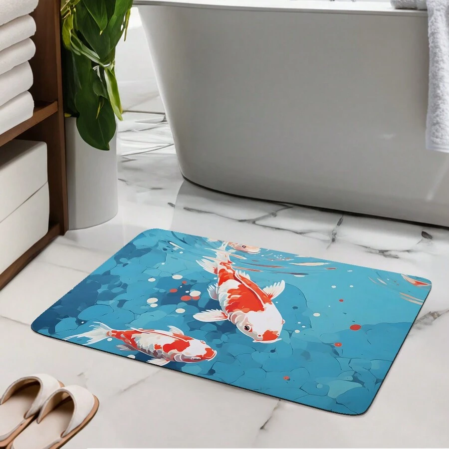 1 個水面圖案吸水矽藻土墊適用於浴室、廚房、客廳 - 彩色 - 查看 1