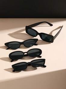 4 件装女士黑色猫眼几何镜框时尚 Y2K 眼镜，适合日常生活服装配饰，女士沙滩配饰，夏季海滩度假、户外、旅行眼镜 - 灰色 - 查看 6