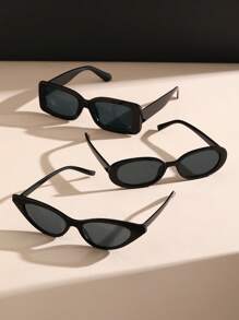 4 件装女士黑色猫眼几何镜框时尚 Y2K 眼镜，适合日常生活服装配饰，女士沙滩配饰，夏季海滩度假、户外、旅行眼镜 - 灰色 - 查看 5