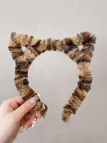 Cute 2pcs Women's Cat Ear Headband, Autumn/Winter Style, Fashionable And Versatile For Daily Wear, Face Washing, Makeup, And Outfit Matching Leopard Print,Hairband,Hair Hoop Headbands