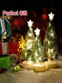 1入組小聖誕樹,6.7英寸迷你聖誕樹,人造小型桌面聖誕樹,配有燈飾和樹飾,適合聖誕節感恩節裝飾、萬聖節/感恩節/聖誕節禮物 - 軍綠色 - 查看 4