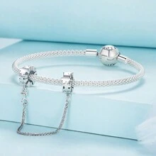 WOSTU 1件925純銀拼圖鎖鏈安全扣和腕鏈相連,可適用於手鍊或手環diy,精美珠寶禮物 - 銀色 - 查看 4