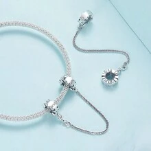 WOSTU 1件925純銀拼圖鎖鏈安全扣和腕鏈相連,可適用於手鍊或手環diy,精美珠寶禮物 - 銀色 - 查看 3