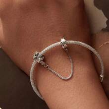 WOSTU 1件925純銀拼圖鎖鏈安全扣和腕鏈相連,可適用於手鍊或手環diy,精美珠寶禮物 - 銀色 - 查看 2