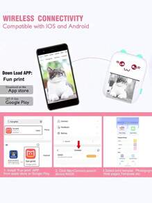 小型便攜式照片印表機,帶有15捲熱敏紙的考題印表機,適用於qr碼、照片、待辦事項清單等,每日點子表達印刷,也適用於辦公室 - 粉色 - 查看 5