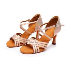 女士專業拉丁舞鞋,室內舞鞋,配pu皮革,徑向粉色,適用於華爾滋舞、國際標準舞、莎莎舞、探戈舞、倫巴舞、恰恰舞、桑巴舞 - 粉色 - 查看 6