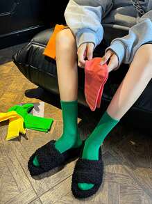 15雙女士純色中筒襪,舒適透氣,隨機顏色的休閒運動風格 - 彩色 - 查看 7