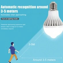 1 Pieza Bombilla De Luz Led Inteligente Con Sensor Infrarrojo, 9w Interfaz E27 Patrón De Rayas De Luz Pura Controlado Para La Iluminación De Pasillos Y Pasillos - Blanco - Ver 3