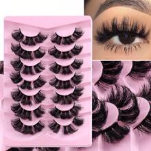 7對diy假睫毛-體積和長度,打造令人驚嘆的外觀,在d形狀的自然捲曲中集群並加長睫毛 - 黑色 - 查看 1