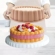 Pink Silicone Cake Mold Baking Pan, Non-stick Mold Baking Oven Accessory Baking Tool Kitchen Accessory Kitchenware - Pink - View 1