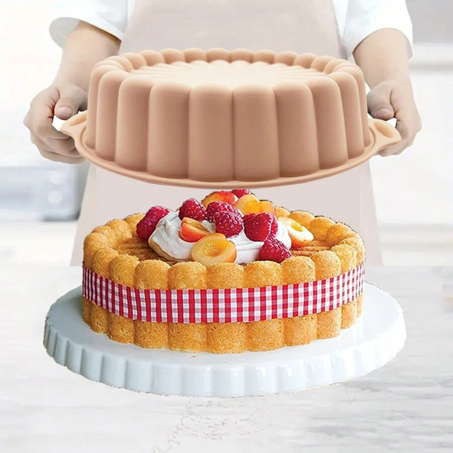 Pink Silicone Cake Mold Baking Pan, Non-stick Mold Baking Oven Accessory Baking Tool Kitchen Accessory Kitchenware - Pink - View 1