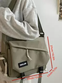 男女通用卡其色多口袋大容量翻盖学生单肩包斜挎包单肩包侧包方形包节日旅行必备书包大学生夏季礼物送给男朋友的男士礼物大学书包父亲节礼物爸爸新生送书返校多功能宿舍大学万圣节圣诞节男士书包学生书包尖叫斜挎包 - 綠色 - 查看 2