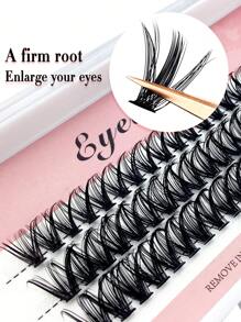 40d 捲曲自黏假睫毛,3 排 60 簇,長度 12 毫米,防水,人造貂皮材質,自然 3d 效果,緊湊便攜,適合 Diy 睫毛延長,適合日常和派對化妝。 - 黑色 - 查看 3