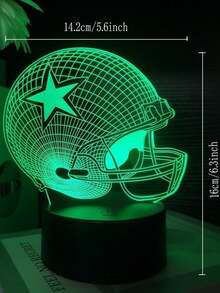 1pc Acrylic Football Helmet Protective Gear 3d Led Night Light With Smart Black Base, 7 Colors - Black - View 6