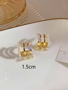 QTHOPE 1對時尚的三層u形珍珠耳環,適合女性日常佩戴 - 金黃色 - 查看 5