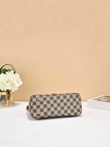 复古休闲多层几何图案 PU 皮革女士单肩包，带多个口袋，适合女孩、女士、新人和办公室工作人员，特别适合工作、商务和通勤 - 彩色 - 查看 5