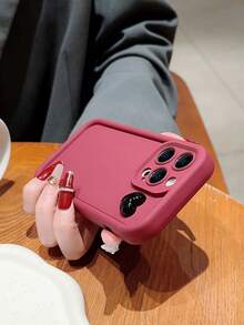 圓邊框架和心形設計的iphone手機殼套 - 紅色 - 查看 3