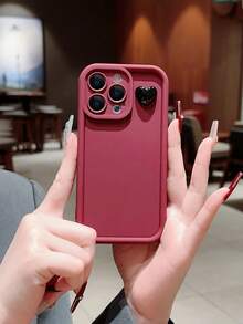 圓邊框架和心形設計的iphone手機殼套 - 紅色 - 查看 1